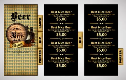 Menu design with beer Stock Illustration