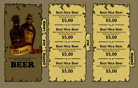 Menu design with beer Stock Illustration