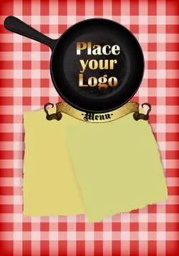Menu design with pan Stock Illustration