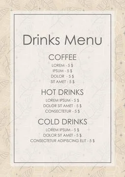 Menu design template with cover vector brochure. Wedding menu. Cafe identity. Stock Illustration