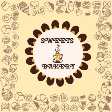 Menu for dessert background. Sweets and Bakery Stock Illustration