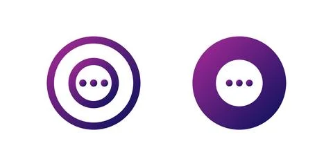 Menu Dots Icon Set. A purple gradient icon with three vertical dots, repres.. Stock Illustration