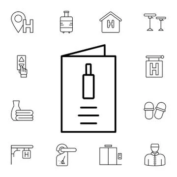 Menu, drink flat vector icon in hotel service pack Stock Illustration