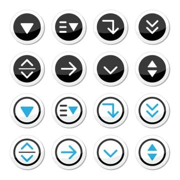 Menu drop down round icons set Stock Illustration