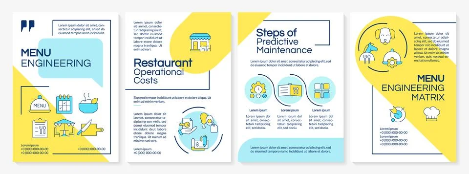 Menu engineering blue and yellow brochure template Illustrazione stock