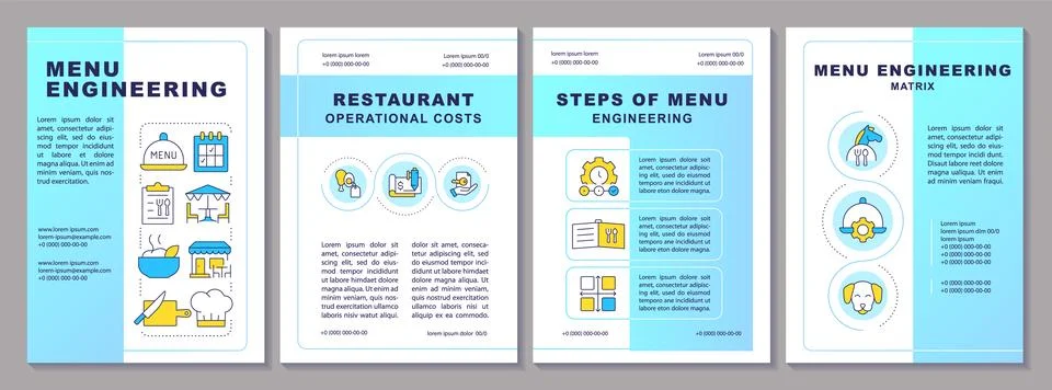Menu engineering blue brochure template Illustrazione stock