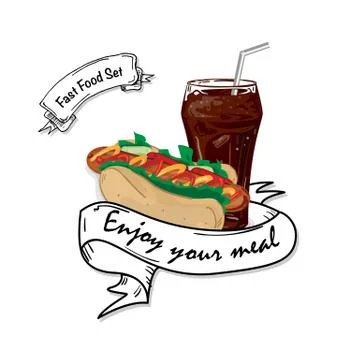 Menu fast food template design graphic set Stock Illustration