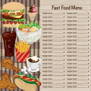 Menu fast food template design graphic set Stock Illustration