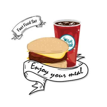 Menu fast food template design graphic set Stock Illustration