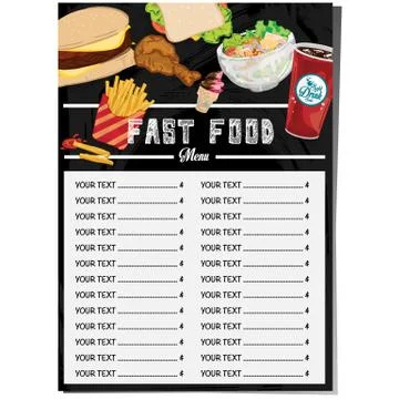 Menu fast food template design graphic set Stock Illustration