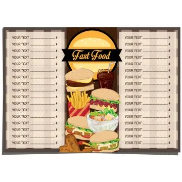 Menu fast food template design graphic set Stock Illustration