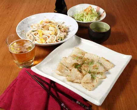 Menu of fish and vegetables Stock Photos