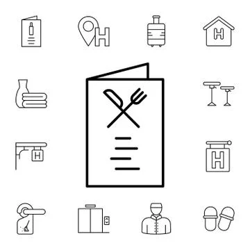 Menu, food flat vector icon in hotel service pack Stock Illustration