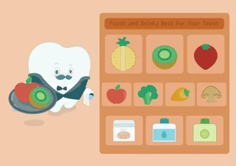 Menu foods and drinks for teeth Stock Illustration