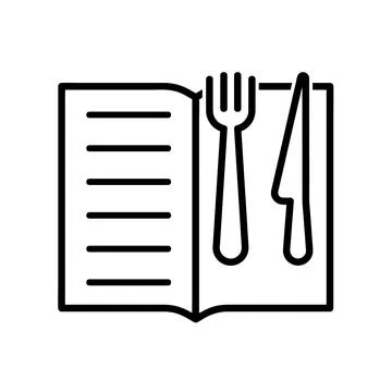 Menu with fork and knife flat icon. Pictogram for web. Line stroke. Isolated  Stock Illustration
