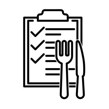 Menu with fork and knife flat icon. Pictogram for web. Line stroke. Isolated  Stock Illustration