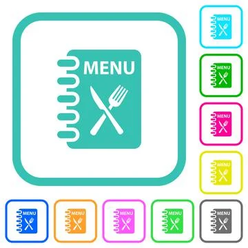 Menu with fork and knife vivid colored flat icons Stock Illustration