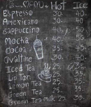 Menu in front of coffee Stock Photos