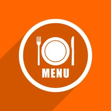 Menu icon. Orange flat button. Web and mobile app design illustration Stock Illustration