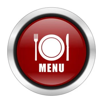 Menu icon, red round button isolated on white background, web design illustra Stock Illustration