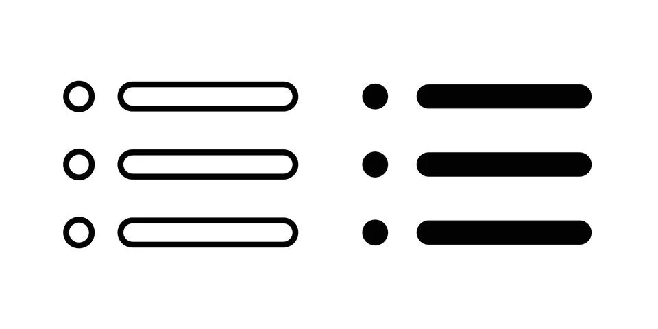 Menu icon solid, line, and editable vector set. Illustrazione stock