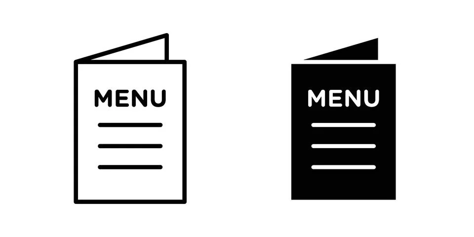 Menu icon vector concepts, line and silhouette style Stock Illustration