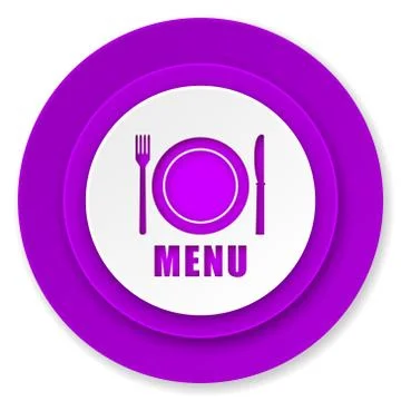 Menu icon, violet button, restaurant sign. Stock Illustration