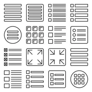 Menu Icons Set on White Background. Line Style Vector Illustration
