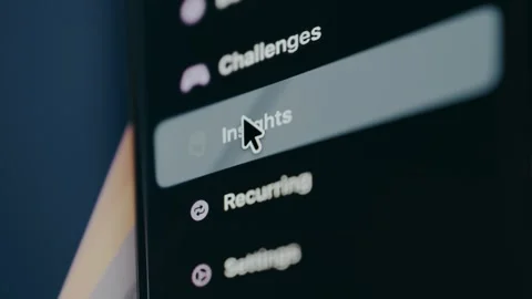 Menu interface with functional categories from a mobile app, user selects the Stock Footage 329326965