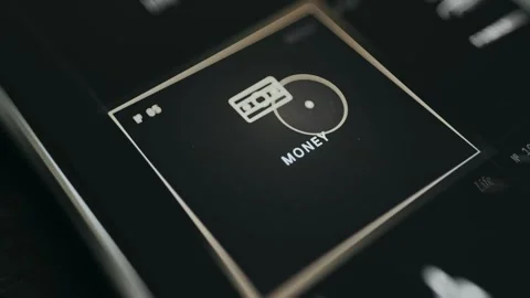 Menu interface showing Money option activated by user tap Stock Footage 335494030