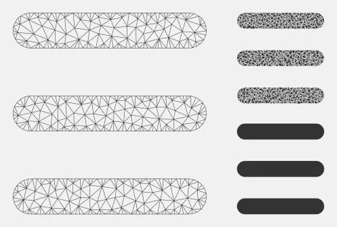 Menu Items Vector Mesh Wire Frame Model and Triangle Mosaic Icon 스톡 일러스트