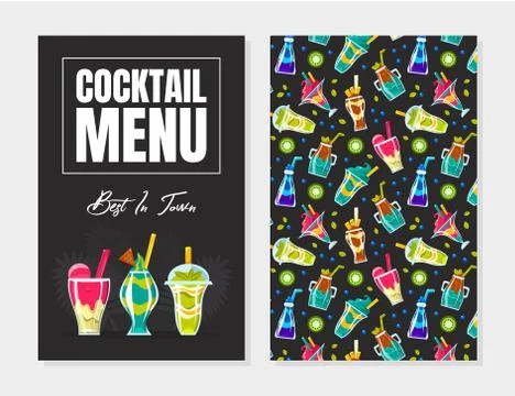 Menu layout for cocktail bar. Vector illustration. 스톡 일러스트