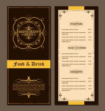 Menu Layout with Ornamental Elements. Illustrazione stock