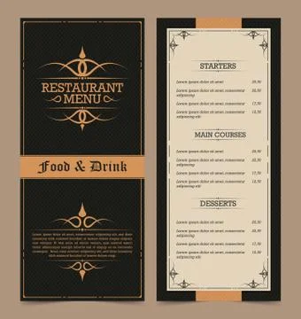 Menu Layout with Ornamental Elements. Illustrazione stock