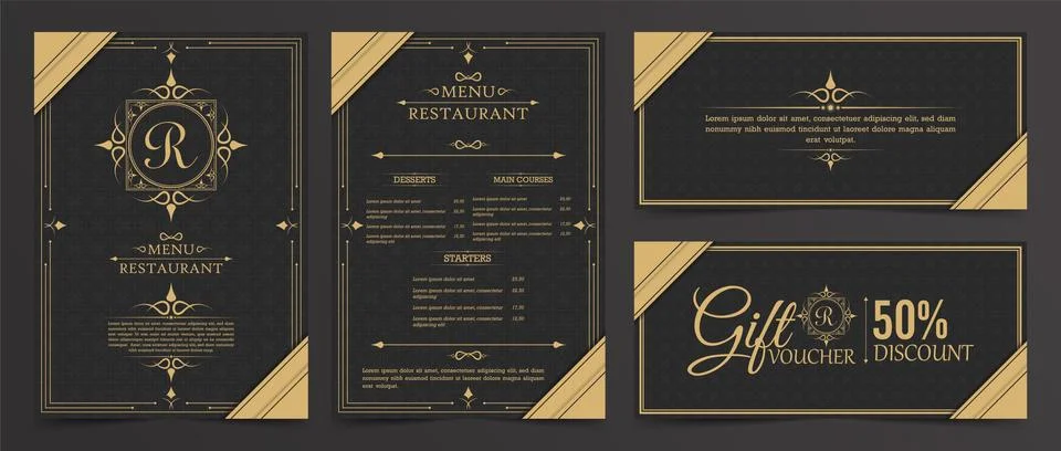 Menu Layout with Ornamental Elements. Stock Illustration