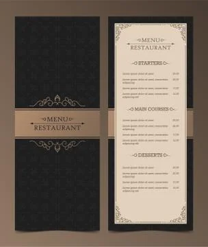 Menu Layout with Ornamental Elements. Stock Illustration