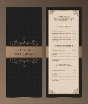 Menu Layout with Ornamental Elements. Stock Illustration