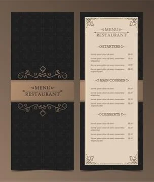 Menu Layout with Ornamental Elements. Stock Illustration