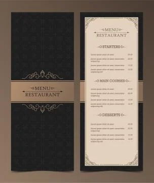 Menu Layout with Ornamental Elements. Stock Illustration