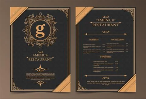 Menu Layout with Ornamental Elements. Stock Illustration