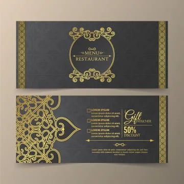 Menu Layout with Ornamental Elements. Stock Illustration