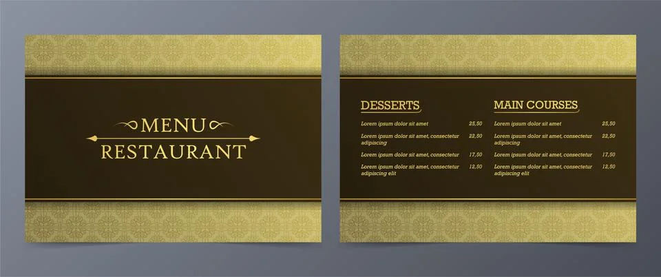 Menu Layout with Ornamental Elements. Stock Illustration