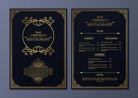 Menu Layout with Ornamental Elements. Stock Illustration