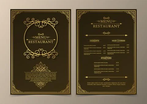 Menu Layout with ornamental Elements. Stock Illustration