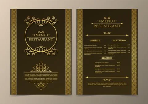 Menu Layout with ornamental Elements. Stock Illustration