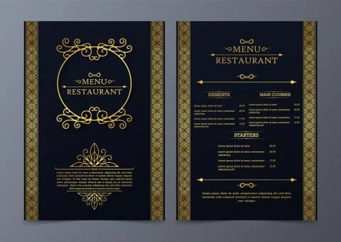 Menu Layout with ornamental Elements. Stock Illustration