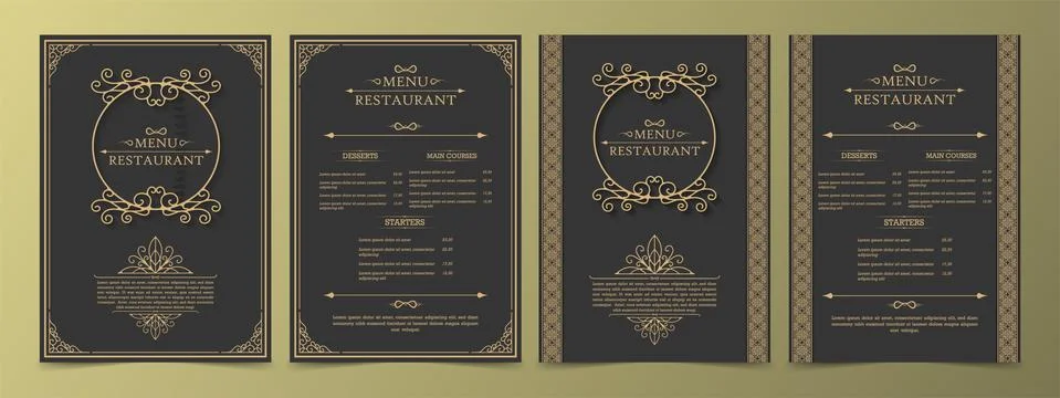 Menu Layout with ornamental Elements. Stock Illustration