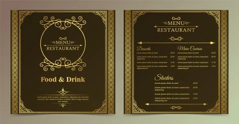 Menu Layout with ornamental Elements. Stock Illustration
