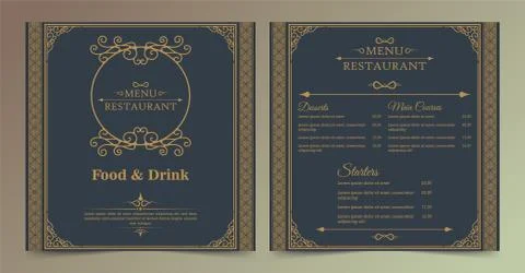 Menu Layout with ornamental Elements. Stock Illustration