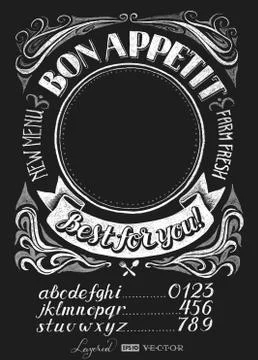 Menu. Lettering on chalkboard Stock Illustration